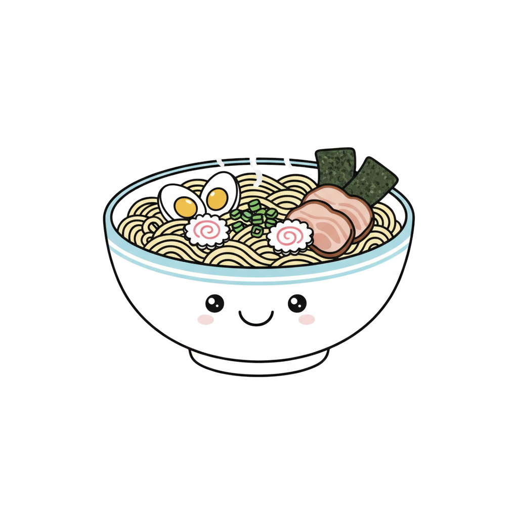 Illustration of 라면, instant noodles