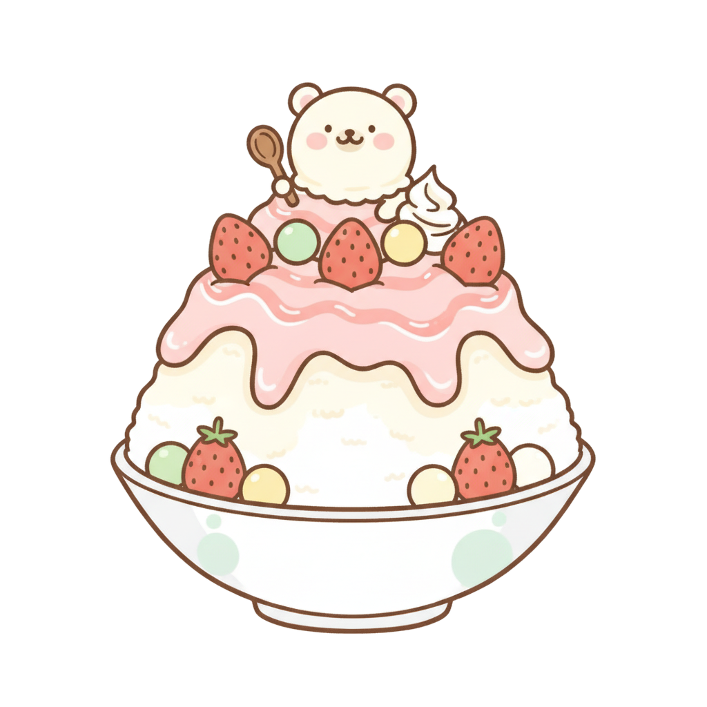 Illustration of 빙수, Korean shaved-ice dessert